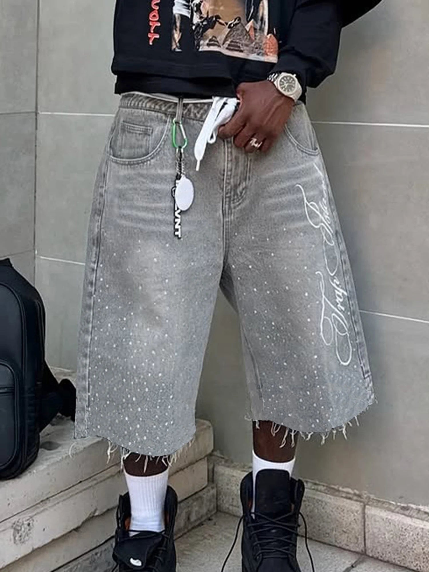 Embroidered Rhinestone Shorts
